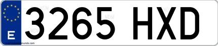 Ejemplo de matrícula española 3265 HXD