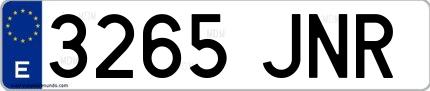 Ejemplo de matrícula española 3265 JNR