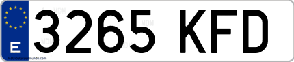 Ejemplo de matrícula de coche ordinaria 3265 KFD