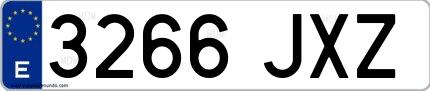 Ejemplo de matrícula española 3266 JXZ