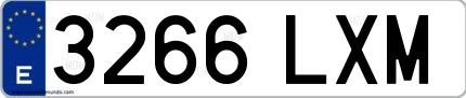 Ejemplo de matrícula española 3266 LXM