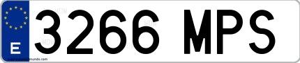 Ejemplo de matrícula española 3266 MPS