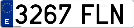 Ejemplo de matrícula de coche ordinaria 3267 FLN