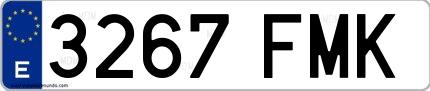 Ejemplo de matrícula española 3267 FMK