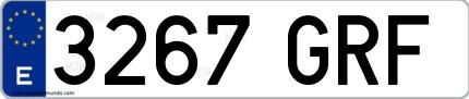Ejemplo de matrícula española 3267 GRF
