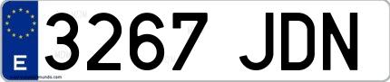 Ejemplo de matrícula española 3267 JDN
