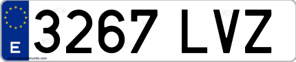 Ejemplo de matrícula de coche ordinaria 3267 LVZ