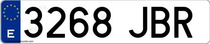 Ejemplo de matrícula española 3268 JBR