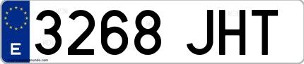 Ejemplo de matrícula española 3268 JHT