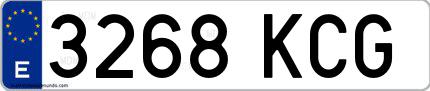 Ejemplo de matrícula española 3268 KCG