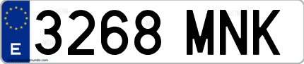 Ejemplo de matrícula de coche ordinaria 3268 MNK