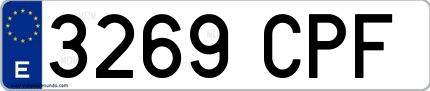 Ejemplo de matrícula española 3269 CPF