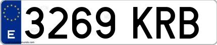Ejemplo de matrícula española 3269 KRB