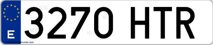 Ejemplo de matrícula española 3270 HTR