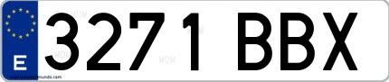 Ejemplo de matrícula española 3271 BBX