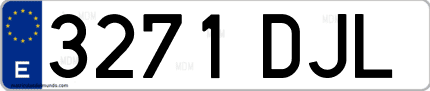Ejemplo de matrícula de coche ordinaria 3271 DJL