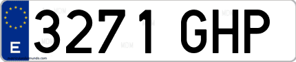 Ejemplo de matrícula de coche ordinaria 3271 GHP