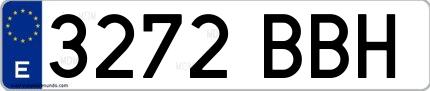 Ejemplo de matrícula española 3272 BBH