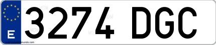 Ejemplo de matrícula española 3274 DGC