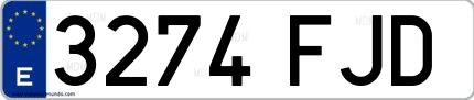 Ejemplo de matrícula española 3274 FJD