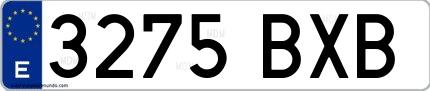 Ejemplo de matrícula española 3275 BXB