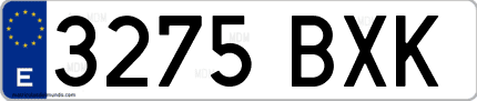 Ejemplo de matrícula de coche ordinaria 3275 BXK