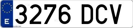 Ejemplo de matrícula española 3276 DCV