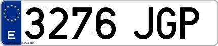 Ejemplo de matrícula española 3276 JGP