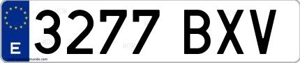 Ejemplo de matrícula española 3277 BXV