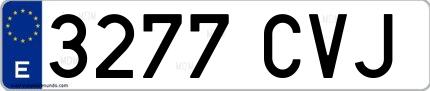 Ejemplo de matrícula española 3277 CVJ