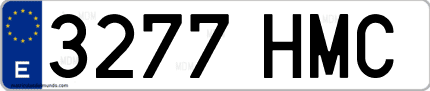 Ejemplo de matrícula de coche ordinaria 3277 HMC