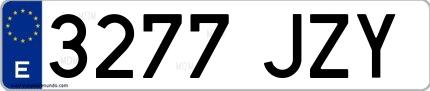 Ejemplo de matrícula española 3277 JZY