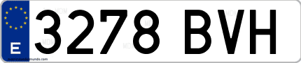 Ejemplo de matrícula de coche ordinaria 3278 BVH