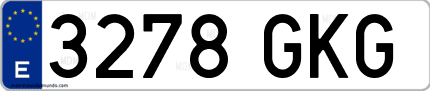 Ejemplo de matrícula de coche ordinaria 3278 GKG