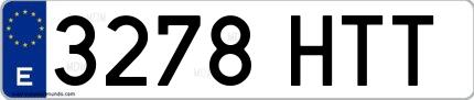 Ejemplo de matrícula española 3278 HTT