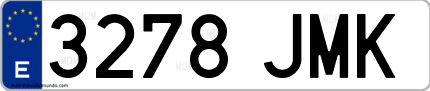 Ejemplo de matrícula de coche ordinaria 3278 JMK