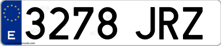 Ejemplo de matrícula de coche ordinaria 3278 JRZ