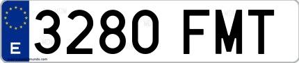 Ejemplo de matrícula española 3280 FMT