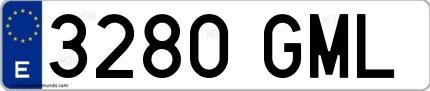 Ejemplo de matrícula española 3280 GML