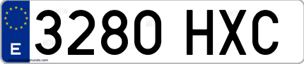 Ejemplo de matrícula de coche ordinaria 3280 HXC