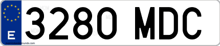 Ejemplo de matrícula de coche ordinaria 3280 MDC