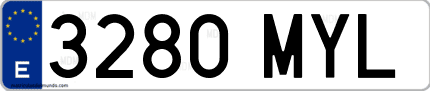 Ejemplo de matrícula de coche ordinaria 3280 MYL