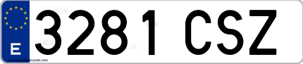 Ejemplo de matrícula de coche ordinaria 3281 CSZ