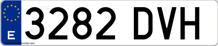 Ejemplo de matrícula de coche ordinaria 3282 DVH