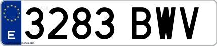 Ejemplo de matrícula española 3283 BWV