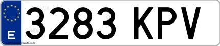 Ejemplo de matrícula española 3283 KPV