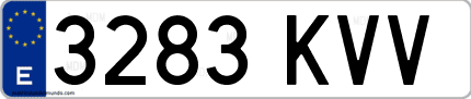 Ejemplo de matrícula de coche ordinaria 3283 KVV