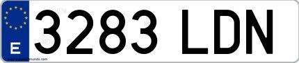 Ejemplo de matrícula española 3283 LDN