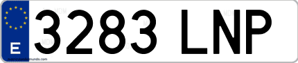 Ejemplo de matrícula de coche ordinaria 3283 LNP