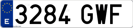 Ejemplo de matrícula de coche ordinaria 3284 GWF
